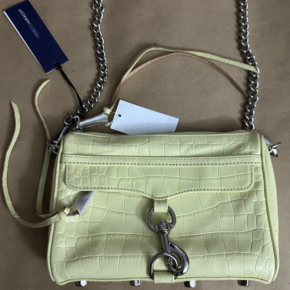 NWT Rebecca Minkoff Mini MAC Yellow Leather Crossbody Shoulder Bag